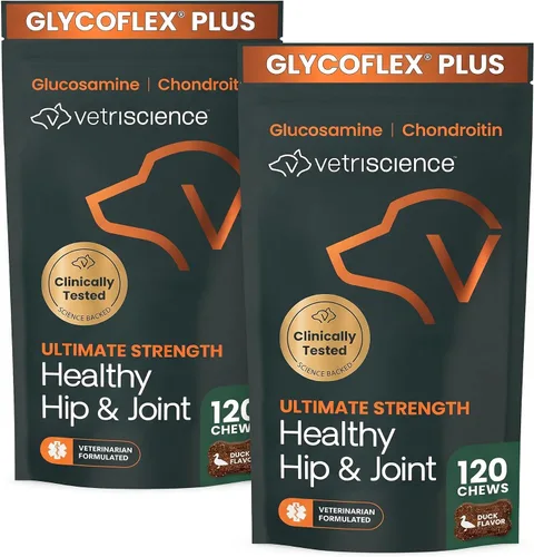 Vista 16 de VetriScience Suplemento Ultimate Strength para cadera y articulaciones para perros, GlycoFlex Plus – MSM, condroitina y mejillón de labios verdes