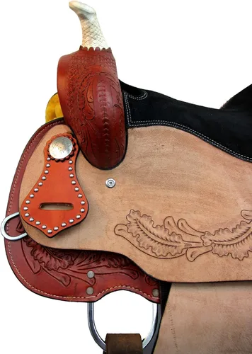 Vista 5 de Western Saddle Barril Racing Caballo Placer Trail Floral Herramientas Rodeo Cowboy Tack Set 15 16 17 18