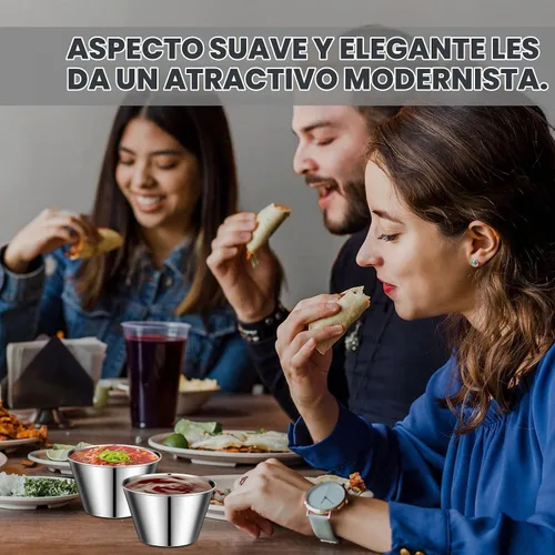 Vista 6 de 60 tazas de salsa de acero inoxidable a granel, 5 onzas, recipientes de metal para salsa, cuencos para condimentos, reutilizables, apilables