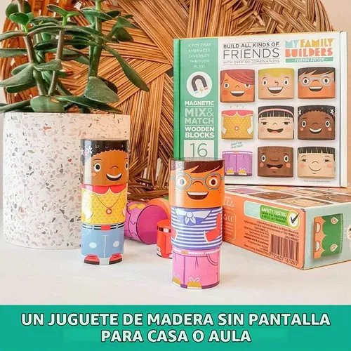 Vista 8 de Juego de amigos de madera magnética de 16 piezas