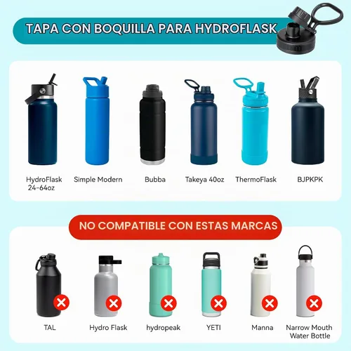 Vista 7 de Tapa de botella de agua de boca ancha compatible con Hydro Flask