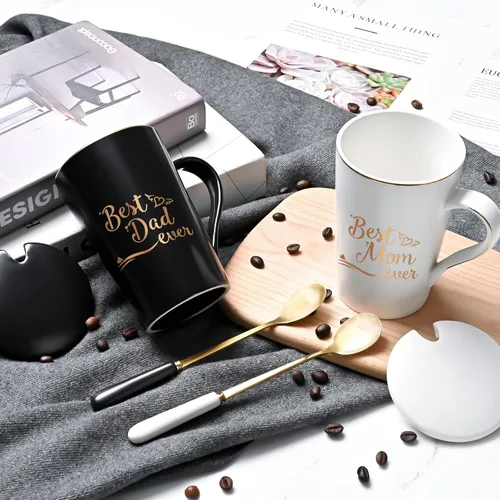 Vista 9 de YHRJWN Regalos para mamá y papá, taza para el mejor papá y mamá, regalos de cumpleaños de Navidad para padres de hija, hijo, juego de regalo