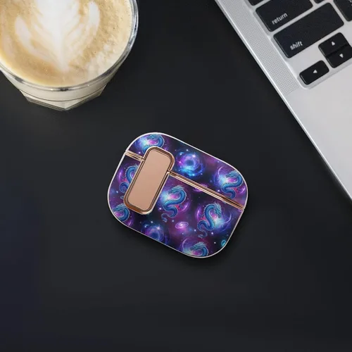 Vista 7 de Full Protective Cover Compatible with Airpods Pro 2 Wireless Charging Case for Women with Lock, Purple Galaxy Dragon, Safe and Shockproof