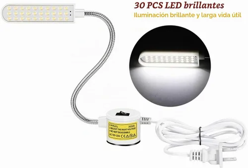 Vista 4 de Luz de máquina de coser LED con cuello de cisne flexible y base de montaje magnético para banco de trabajo, torno y prensa de taladro