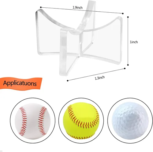 Vista 2 de Soportes acrílicos para pelotas de béisbol para exhibición de recuerdos, exhibición de sóftbol, soporte para tenis (4.99x2.79 cm; 1.97x1.1 pulg.)