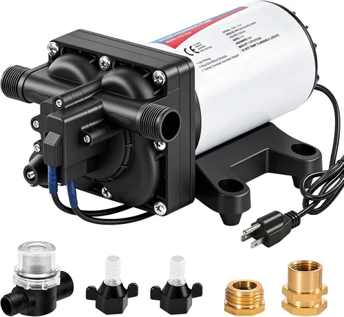 Vista 12 de YOUNGTREE Bomba de diafragma de agua de 12 V CC, 3.5 GPM, 45 PSI, bomba de presión de agua dulce autocebante de 12 voltios con interruptor