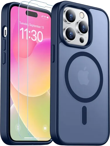 Vista 243 de SPIDERCASE Funda magnética translúcida diseñada para iPhone 11, con 2 protectores de pantalla de vidrio templado, antihuellas, para iPhone 11 de 6.1