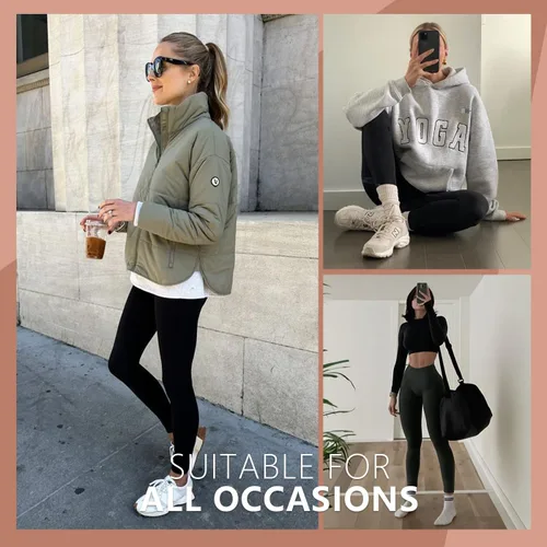 Vista 4 de Blisset - Paquete de 3 leggings de cintura alta para mujeres, de control de abdomen atléticos y suaves, para correr, yoga, entrenamiento, tallas