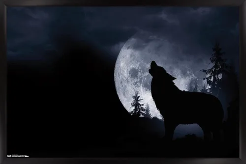 Vista 8 de Trends International Póster de pared de lobo - aullido, 14.725 x 22.375 pulgadas, versión enmarcada de madera de granero