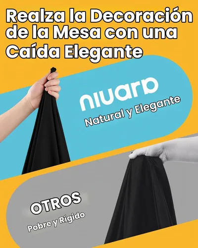 Vista 4 de Mantel de Mesa Rectangular Negro - Paquete de 6, 60" × 84" Mantel de Tela Lavable para Mesas de 5 Pies, Resistente a las Arrugas y a Prueba de Calor