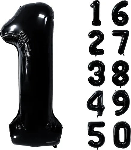 Vista 6 de Globos gigantes de helio de aluminio de 40 pulgadas, color negro, globos digitales grandes del número 0 para decoración de fiesta de cumpleaños