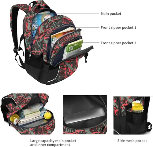 Vista 6 de Mochila escolar estilo Rickyh, mochila de viaje para hombres y mujeres, mochila ligera con compartimento para portátil, Tamaño único