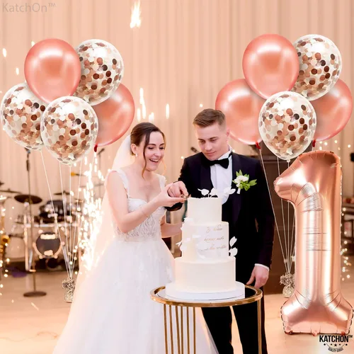 Vista 9 de Globo de oro rosa con el número 5 para cumpleaños con el globo de oro rosa del número 5 de 40 pulgadas, un globo para globos de primer cumpleaños