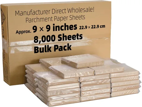 Vista 20 de Cuadrados de papel pergamino pequeños comerciales de 4 x 4 pulgadas (43,200 hojas), sin blanquear, antiadherentes, precortados, para envoltorios