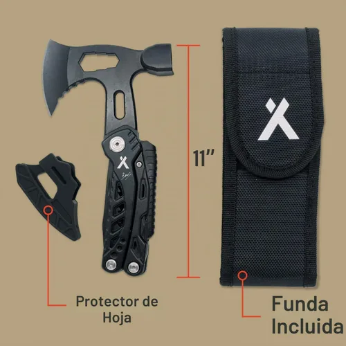 Vista 2 de Bear Grylls Hacha Multiherramienta Martillo – Con cuchillo, abrebotellas, hacha, funda de nailon, sierra, destornillador, silbato – táctico