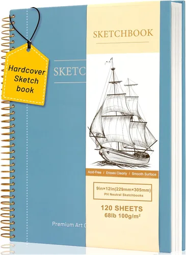 Vista 11 de Yoment Cuaderno de bocetos de 5.5 x 8.5 pulgadas, pequeño cuaderno de bocetos para dibujar, 100 hojas (68 libras/100 gsm) bloc de bocetos en espiral
