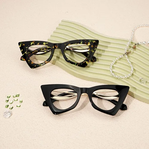 Vista 7 de VOOGLAM Lentes de bloqueo de luz azul de ojo de gato para mujer, antifatiga ocular con marco elegante