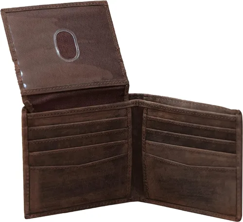 Vista 4 de ELIZO Cartera de cuero para hombre, whisky, Top Flip Bifold