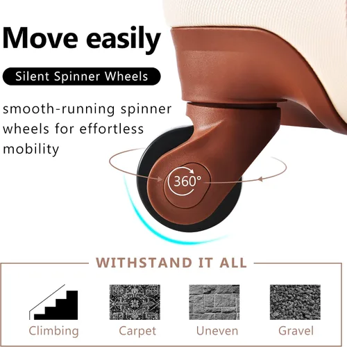 Vista 8 de Merax 3 piezas expandible Abs Hardshell Equipaje Sets Spinner Wheel Maleta TSA Lock Suit Case, Marfil marrón, Merax 3 piezas expandible Abs