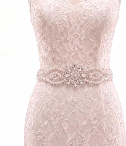 Vista 8 de Cinturón de Boda con Brillantes y Perlas de Cristal para Novia, con Adorno de Cuentas, para Vestidos de Mujer 004 Plata
