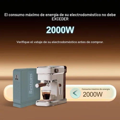 Vista 2 de Transformador elevador de 2000 W, convertidor de 110 V a 220 V, convertidor de voltaje resistente de 110 V-120 V a 220 V-240 V con dos tomas Gris