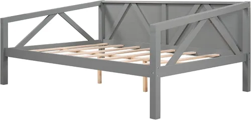 Vista 4 de Flieks Sofá cama de tamaño matrimonial, marco de sofá cama de madera, sofá cama multifuncional para niños/adolescentes/muebles de habitación