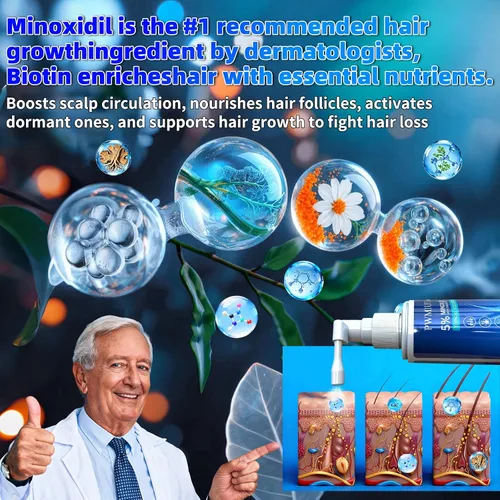 Vista 8 de Minoxidil para hombres y mujeres Crecimiento del cabello: 5% Minoxidil Spray Tratamiento de regeneración del cabello Serum para detener