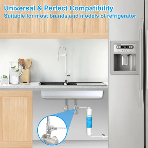 Vista 5 de Kit de filtro de agua en línea para refrigerador y máquina de hielo, reemplazo de filtro de carbono de conexión rápida de 1/4 pulgadas para sistema