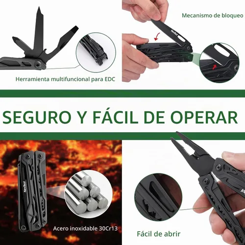 Vista 4 de NEXTOOL Multiherramienta, herramienta multiusos 11 en 1 con pinzas de punta fina, tijeras y puntas de destornillador, navaja multiherramienta