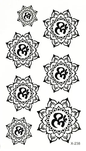 Vista 3 de Temporary Tattoos ONCEX Mini 3 hojas estilo nuevo para hombres y mujeres, Aum Om Sun Flower Hinduismo Hinduismo Hinduismo Yoga tatuaje indio Sexy