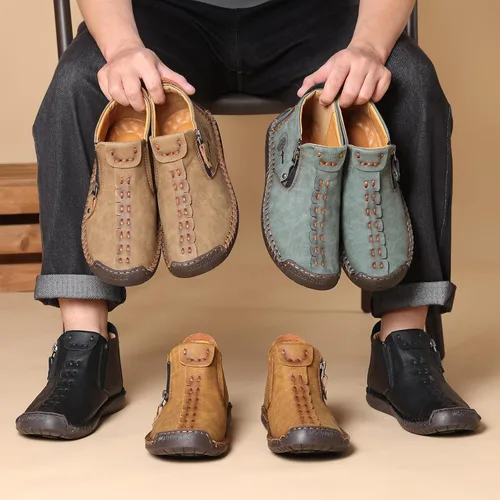 Vista 6 de Govicta - Mocasines de hombre de cuero, uso casual, zapatos de hombre, botas chukka hasta el tobillo, cómodo calzado sin cordones, para el trabajo