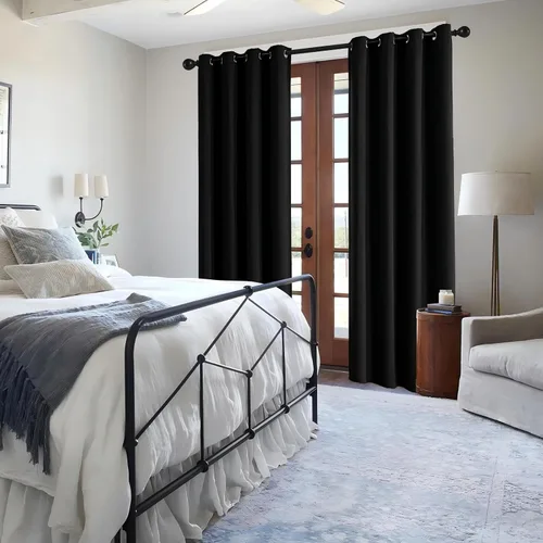 Vista 10 de IGEMAEVE Cortinas opacas de tamaño personalizado para dormitorio, 100 % opacas, 1 panel, aislamiento térmico, cortinas de oscurecimiento