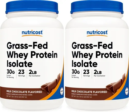 Vista 9 de Nutricost Proteína de suero de leche alimentada con pasto (chocolate) 2 libras, sin OMG, sin gluten, sabores naturales
