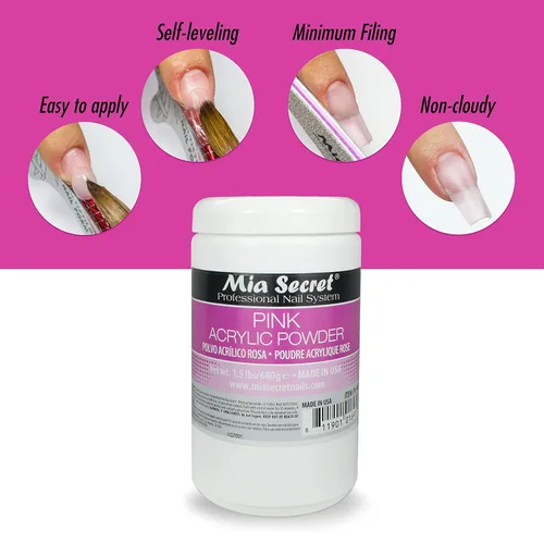 Vista 4 de Mia Secret Polvo acrílico rosa 1.5 lbs - Hecho en Estados Unidos