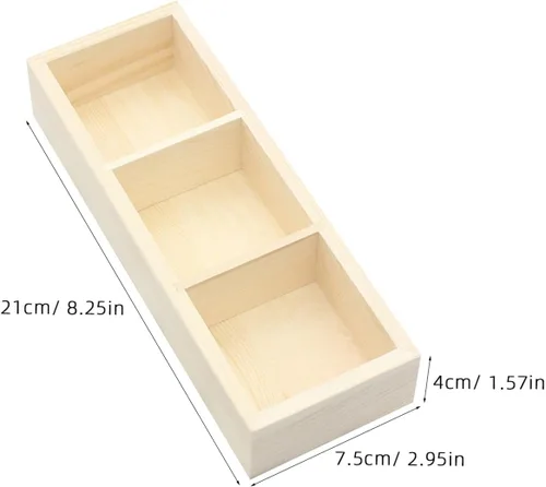 Vista 2 de SUPVOX Wooden Tea Bag Organizer with 3 Compartments Tea Storage Box for Drawer and Cabinet for Kitchen and Office Use