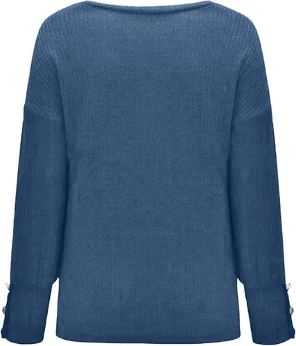 Vista 4 de Suéteres de talla grande para mujer cuello redondo manga larga casual de punto para otoño e invierno