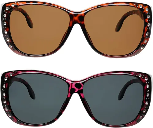 Vista 3 de Gafas de sol que se ajustan sobre gafas para mujer, protección UV, polarizadas y visión nocturna, lentes Fitover