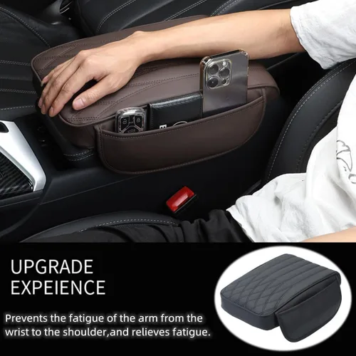 Vista 2 de Funda para reposabrazos de consola de coche mejorada con bolsillo de almacenamiento, cojín de reposabrazos de coche de espuma viscoelástica cómoda
