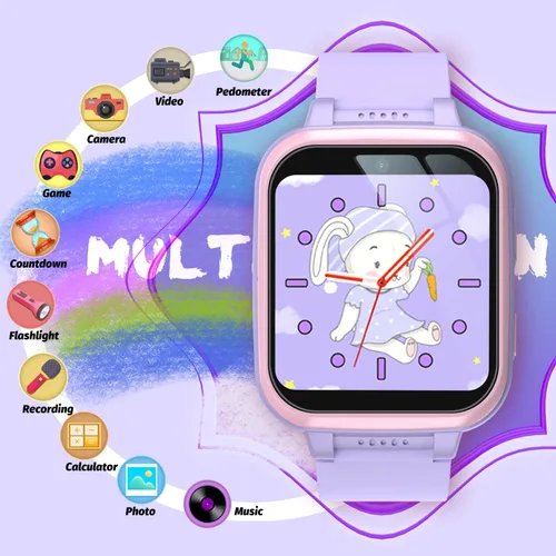 Vista 11 de Reloj inteligente para niños con juegos de rompecabezas, pantalla táctil HD, cámara de video, reproductor de música, podómetro, reloj despertador