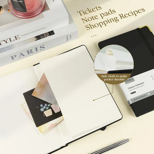 Vista 5 de ONAVIA Cuaderno rayado A5 - Papel grueso de 100 g/m², cuaderno de tapa dura para escribir, trabajo, viajes, escuela, cuaderno rayado para mujeres