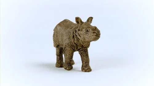 Vista 3 de Schleich Wild Life - Figura realista de rinoceronte indio para bebé, juguete auténtico y altamente detallado, duradero para educación y juego