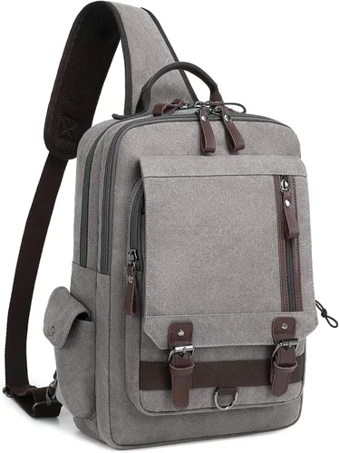 Vista 16 de Mygreen bolsa cruzada de lona, mochila de viaje Verde militar