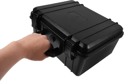Vista 3 de Caja de herramientas de plástico con cerradura, portátil, multifuncional, para viajes, uso al aire libre, diseño compacto y resistente con cierre