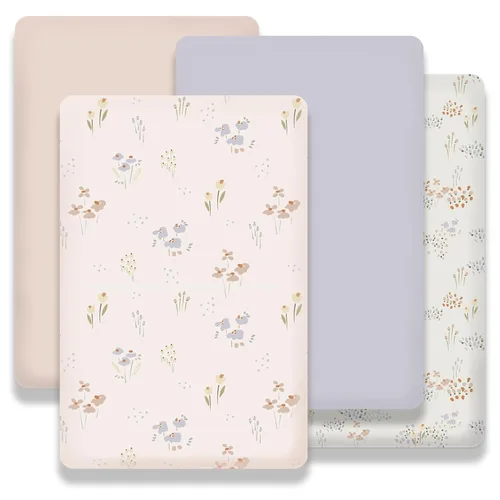 Vista 10 de Sábanas ajustadas para cuna para bebés niños 3 Pack, juego de sábanas de cuna de microfibra extra suave de 28" x 52" para colchón de cuna de bebé