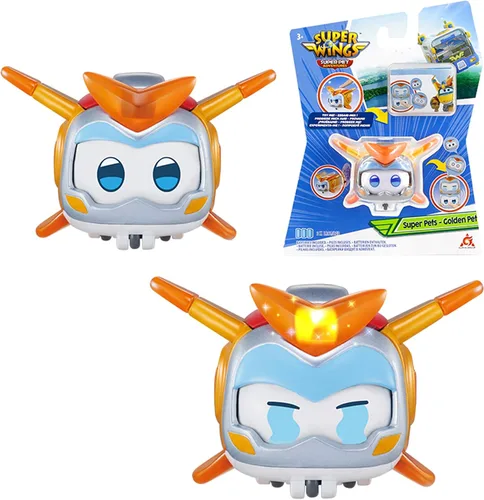Vista 9 de Super Wings Juguetes, 4 PCS Super Pet Set, Resplandor y Cambio de Cara Transformable Juguetes Jett Donnie Paul Dizzy Pet, Juguetes Apilables