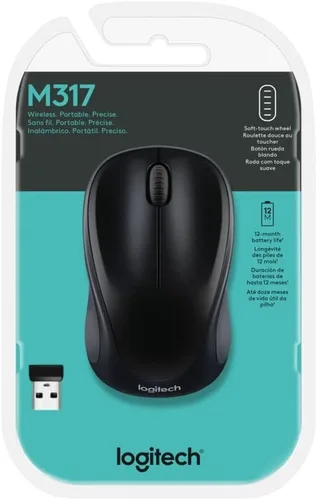 Vista 5 de Logitech M317 Compact Ambidextro 2.4 GHz Ratón Inalámbrico - Negro Ambidextrous with 2.4 GHz USB-A Nano Receiver, 1000 dpi optical tracking