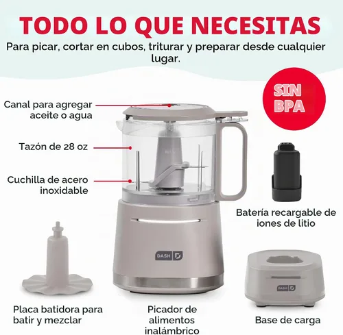 Vista 8 de Dash Licuadora personal inalámbrica, botella de 17 onzas, gris francés