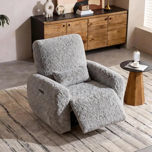 Vista 11 de EONIX Silla reclinable de pared Zero Clearance, tela de felpa prémium Beige