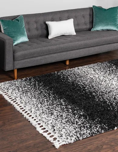 Vista 3 de Unique Loom Hygge Shag Collection - Alfombra rectangular de 2 pies 2 pulgadas x 3 pies 1 pulgada, color blanco y negro