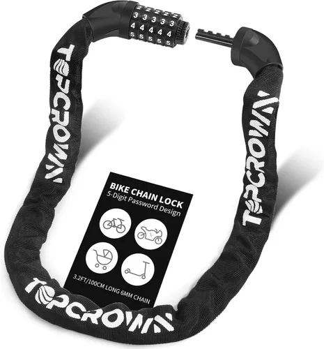 Vista 20 de Topcrown Cerradura de cadena para bicicleta, diales digitales de metal mejorados, 3.2 pies de largo, alta seguridad, resistente, antirrobo